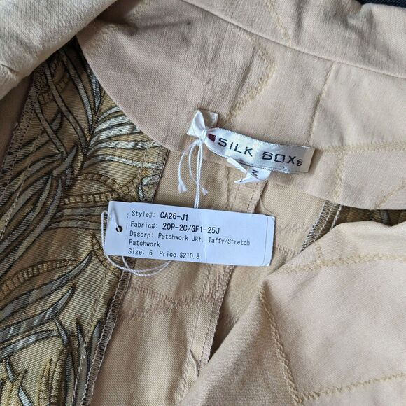 NWT Vintage 90s Silk Box Jacket Patchwork Stitching Lagenlook Cottagecore Size 6 - Picture 8 of 9